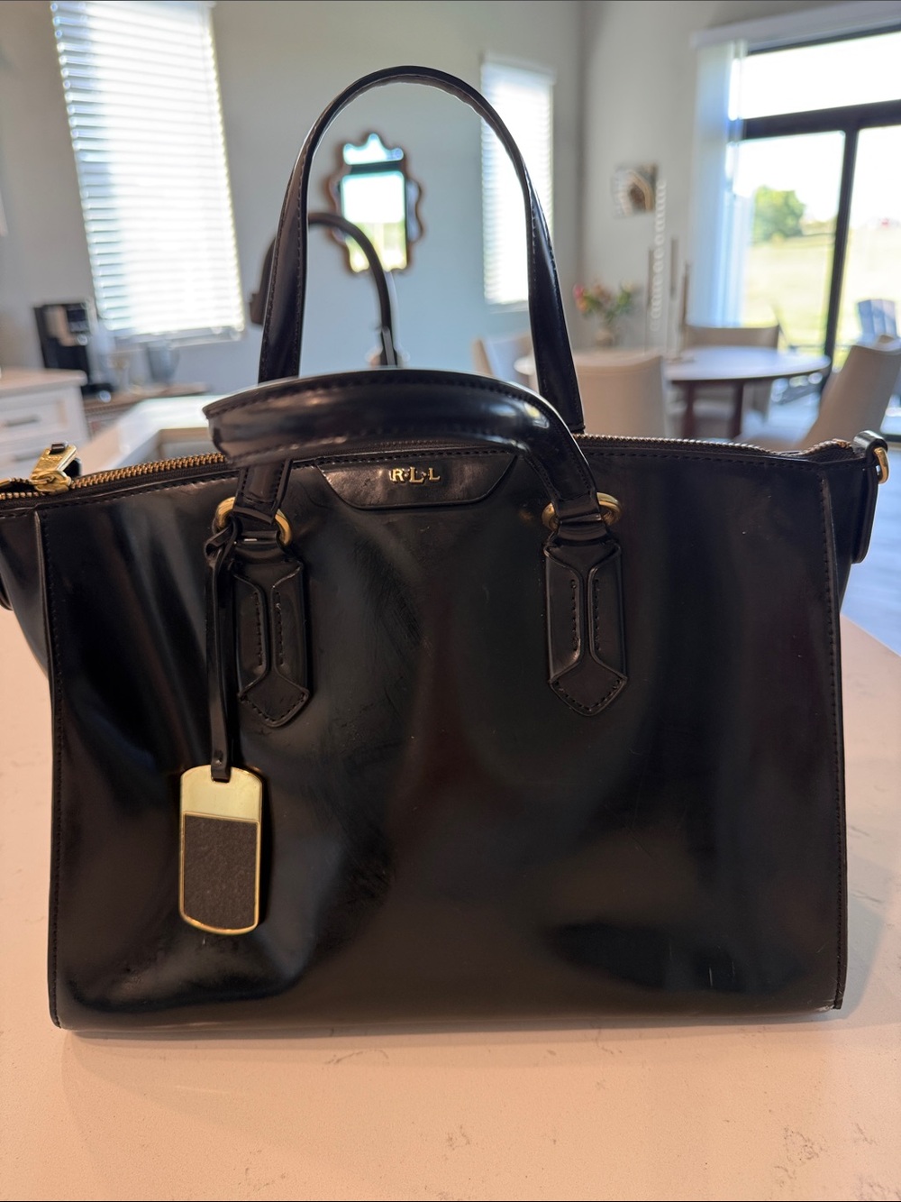 Ralph Lauren Black patent Leather Tote Bag